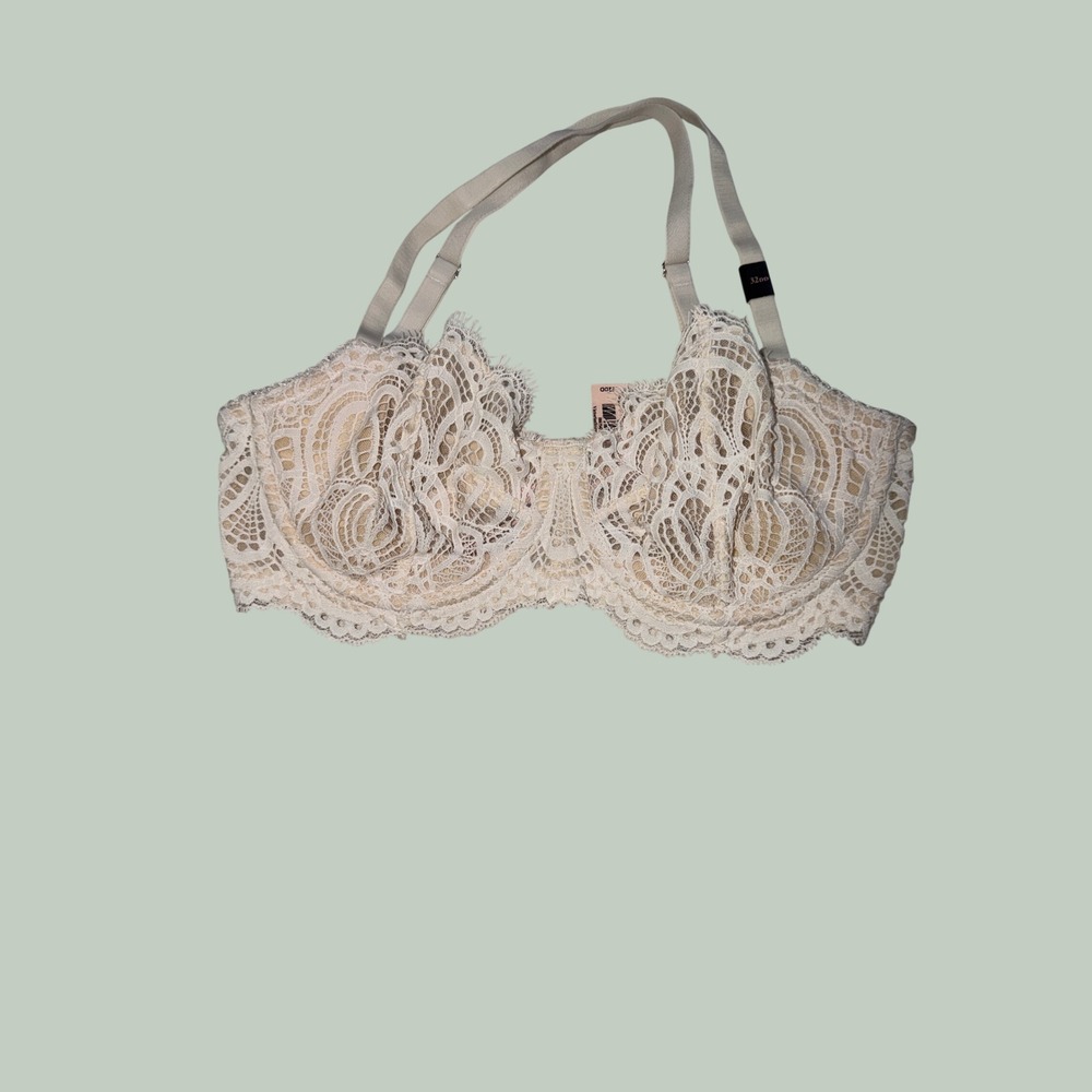 Victoria's Secret Dream Angels Wicked Unlined Uplift Bra Ivory‎ Lace 32DD NEW